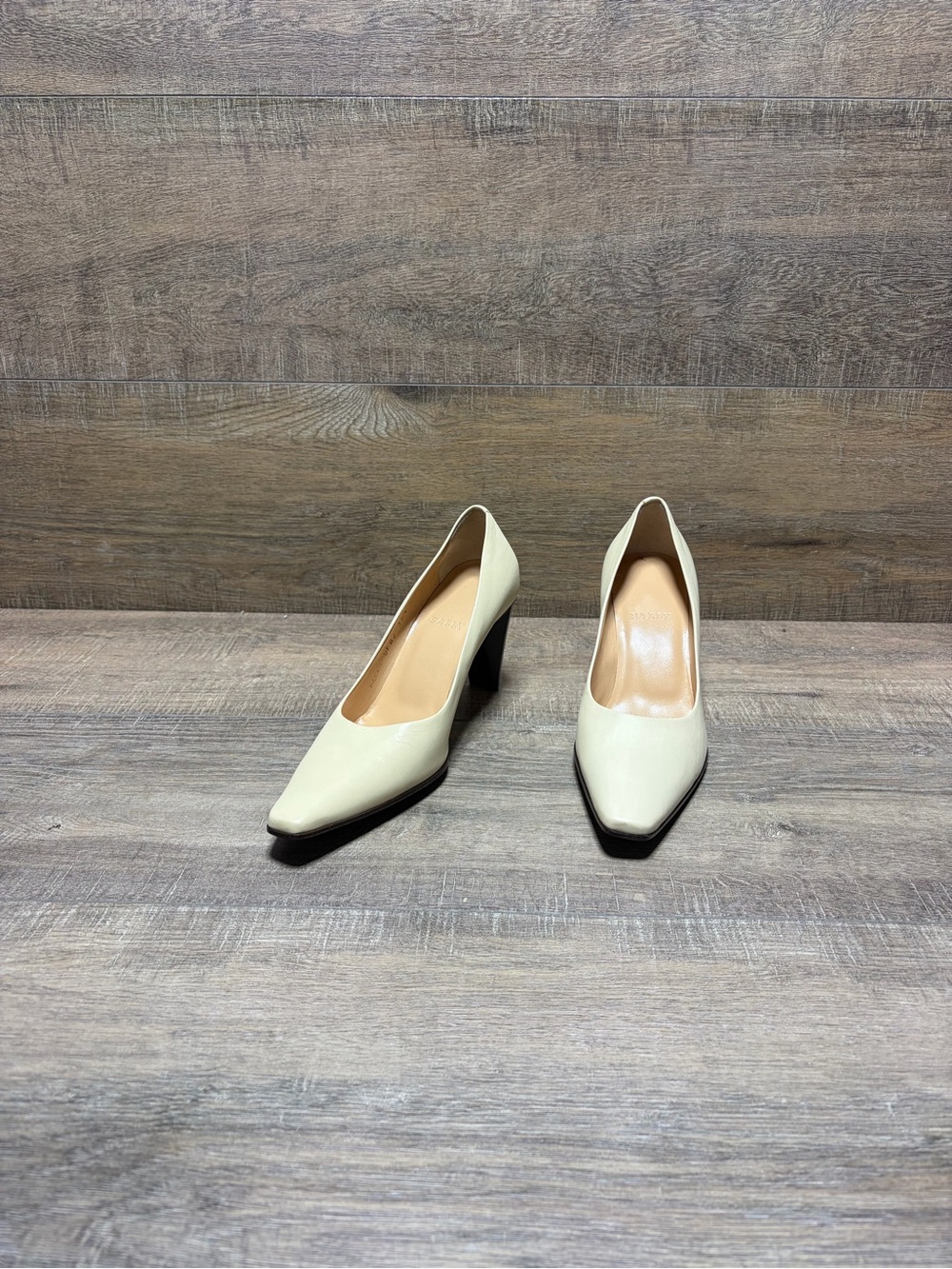 Bally Ivory Leather Block Heel Pumps